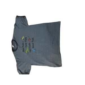 Vintage 90s Dr. Seuss One Fish Two Fish Red Fish Blue Fish Ringer T-Shirt XL